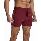 EVERWORTH Men's Running Gym Shorts Lightweight Workout Short Fitted Quick Dry Swim Trunks Shorts with Zipper Pockets