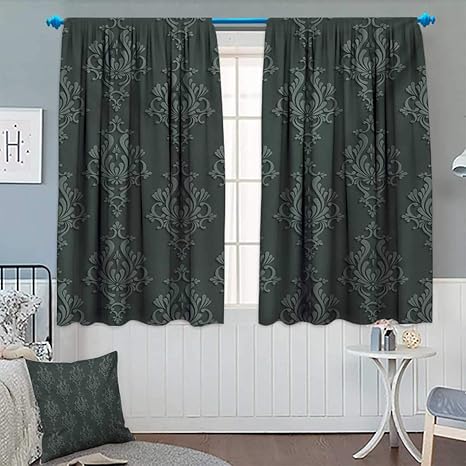 Amazon Com Anhounine Dark Grey Blackout Curtain Antique Damask