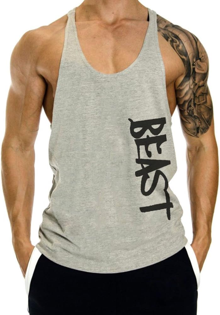 TX Apparel Men's Gym Cotton Tank Tops Beast Muscle Stringer Vest