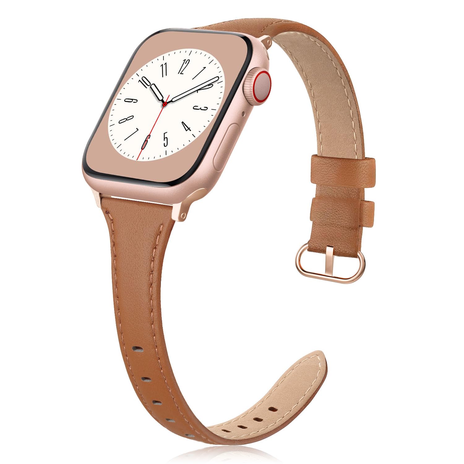 PARMPH Leather Band Compatible for iWatch 38mm 40mm 41mm 42mm(Series 10), Slim Thin Dressy Elegant Genuine Leather Strap Compatible iWatch Series 10 9 8 7 6 5 4 3 2 1 SE Sport & Edition Women