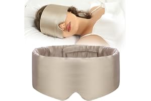 SECZIPE 100% Mulberry Silk Sleep Mask Eye Mask for Women Man with Adjustable Band, for Side Sleeper Blackout Sleep Mask for Travel Rest and Office Large Size (Taupe)