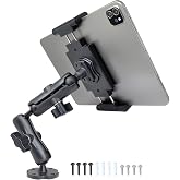 VAUBORTTI Aluminum Heavy-Duty Dual Arm Tablet Mount with 4-Point 360&deg; Rotation Drill Base - Fits 6.5"-12.9" Tablets (iPad, Galaxy Tab, Surface) - Versatile Mounting for Homes, Businesses, Vehicles