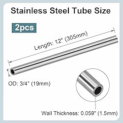 Deyyol 304 Stainless Steel Tubing Tube, 2 Pcs