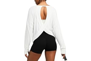 Navneet Long Sleeve Workout Tops Women Open Back Running Gym Shirts Loose Fit Yoga Pilates Outfits