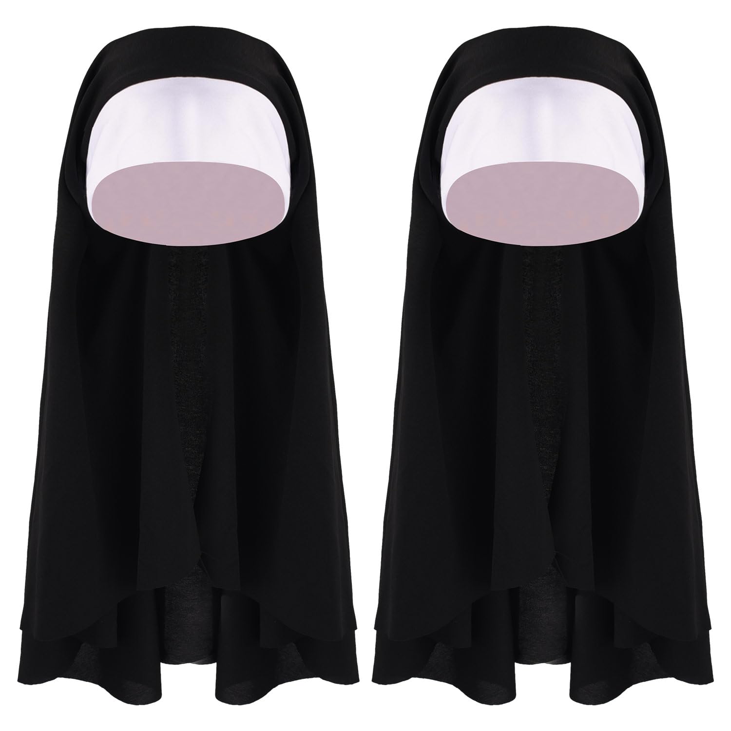 Lezevn 2 Pieces Nun Headpiece Nun Habit Costume Accessory Nun Hat Ladies Religious Habit Church Costume for Halloween Cosplay Party
