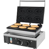 Commercial Waffle Maker, 110V 1550W 6Pcs Strange Shape Waffle Maker, Stainless Steel Abalone Waffle Iron Machine for Restaurants, Cafes Shops, Double Sided Removable