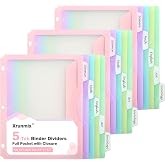 15 Counts Dividers with One Full Pocket, 5-Tab Binder Dividers for 3 Ring Binder, Recipe Binder Dividers for US Letter Size 8.5 x 11', Index Dividers for Back to School, Pastel Color (3)