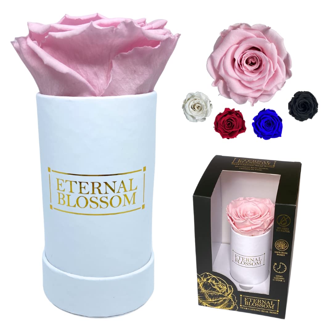 Eternal Blossom Preserved Real Infinity Rose | Eternal Rose That Lasts Over A Year White Box | With Gift Box (Vintage Pink)