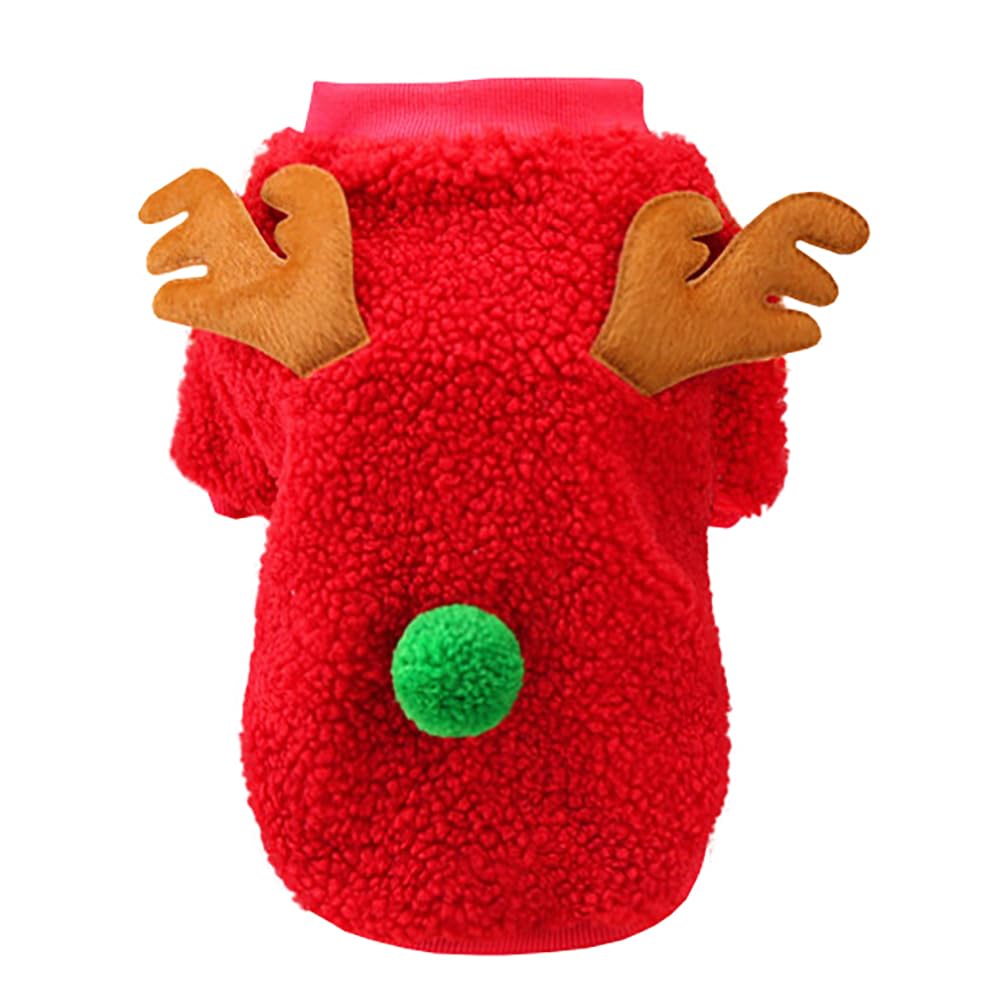 Izefia Dog Sweater Costume Christmas Clothes Gift Fleece Woolen Sweater Winter Warm Pajamas Christmas Father Reindeer Tree Sweater for Small Dog Medium Cat Reindeer Red XXL
