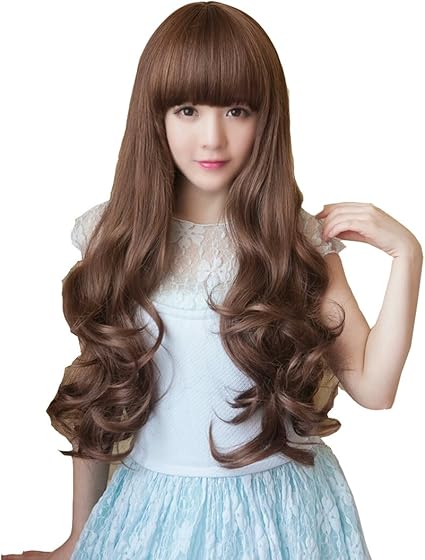 Amazon ウィッグ ロング ゆるふわ レディース 自然的質感 モテ系 ヘアネット付き 耐熱 180 高温ウィッグ フルウィッグ 夏用 ファッション 人気 スタイル かわいい かわいいブラウン コスプレ 仮装 通販
