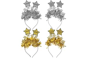 FRCOLOR 4pcs New Year Headband Glitter Star Head Crown 2025 New Year Eve Tiara Headpieces Party Supplies Favors