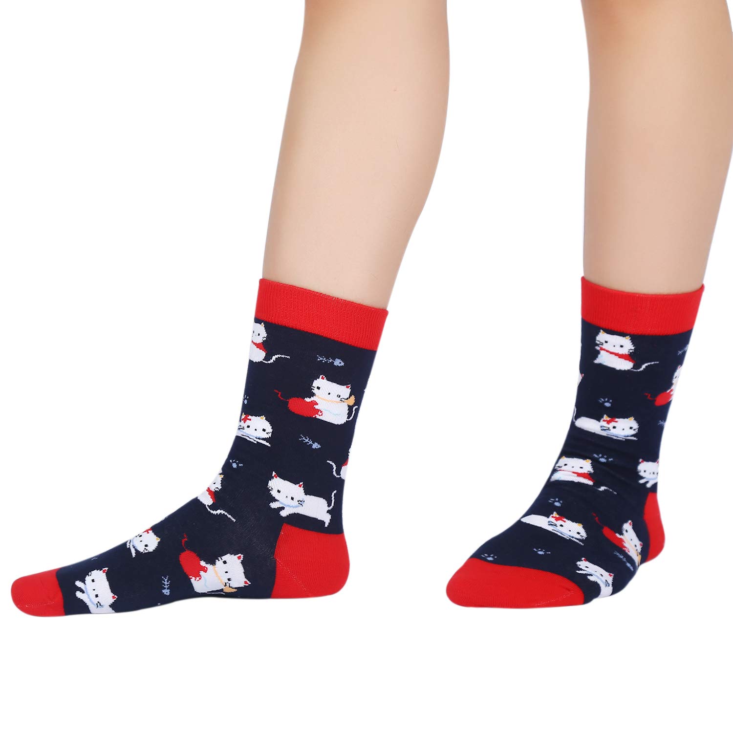 Womens Novelty Crew Socks Crazy Funny Dogs Cats Casual Cute Animal Cotton Socks