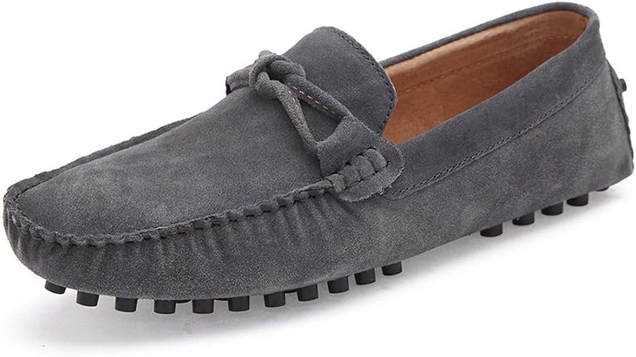 Amazon Lsjdln メンズ スエード ドライビングシューズ 男性 話題 スリッポン ローファー デッキ モカシン リボン 素足 スウェード バックスキン カジュアル ヨット ボート リボン 革 レザー 大きいサイズ 軽量 ブラウン おしゃれ Lsjdln ローファー スリッポン