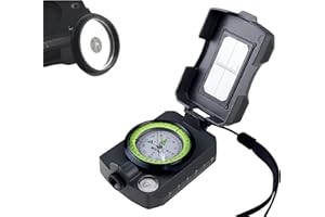 AOFAR Lensatic Sighting Military Compass AF-4090, Aluminum Alloy Material is Lighter, Functional with Signal Mirror Whistle Fishing Hook for Hiking, Camping, Fishing, Mountaineering, Boating, Pouch