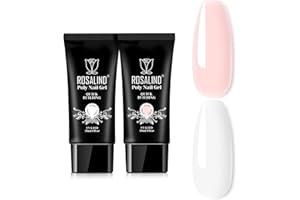 ROSALIND Soft Pink&White Poly Extension Gel for Nails, 2 PCS 30ml White Poly Nail Gel Light Pink Poly Builder for Nail Gel Acrylic Extension, Poly Nail Colors in Tube for Gel Nail Extension