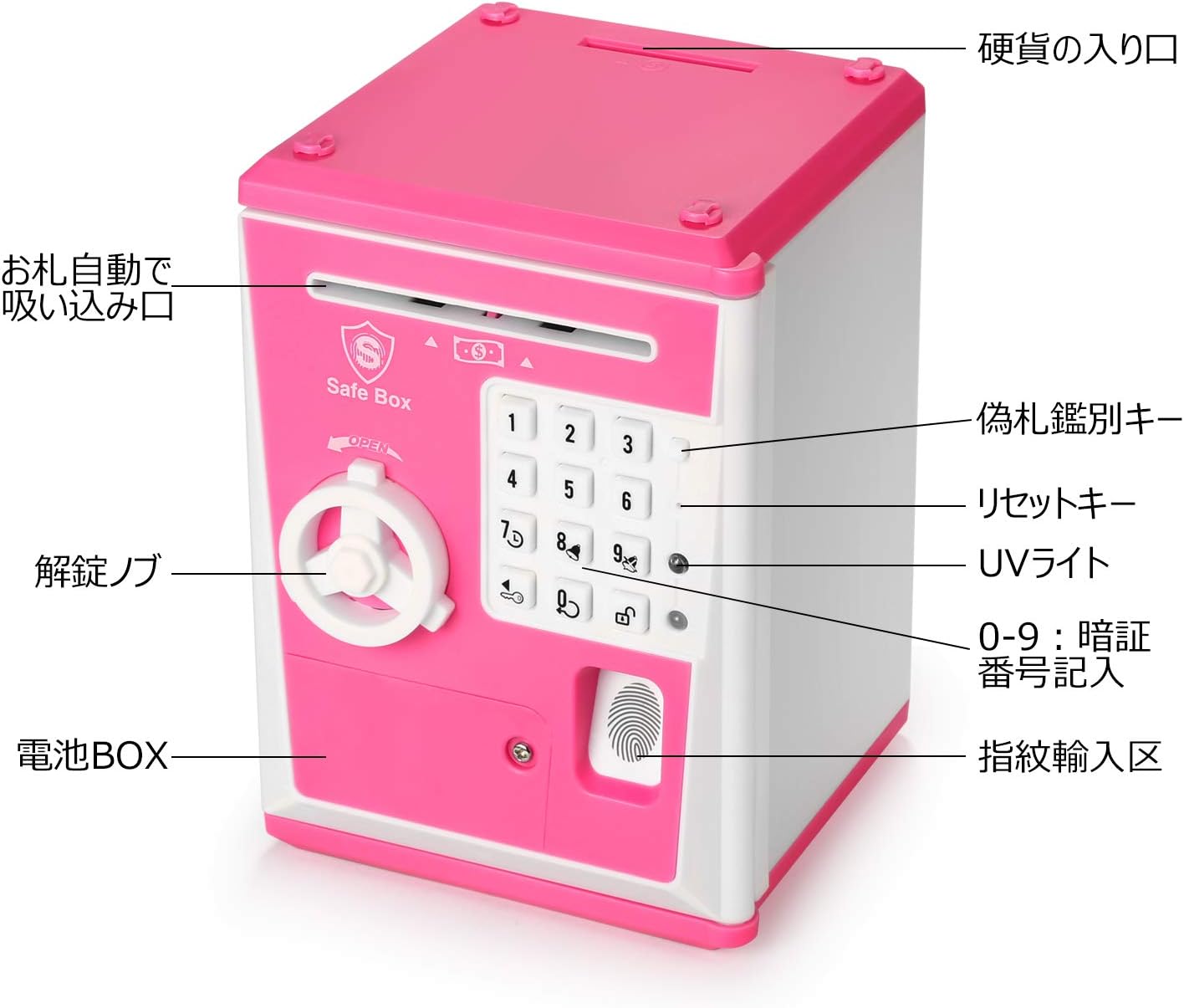 Amazon Agptek音声付き貯金箱 お札 硬貨 指紋マイパーソナル ダイヤルロック式 セキュリティ お子様 プレゼント ギフト 電池は別売れ 英語 中国語 無声模式に転換できる 貯金箱 おもちゃ