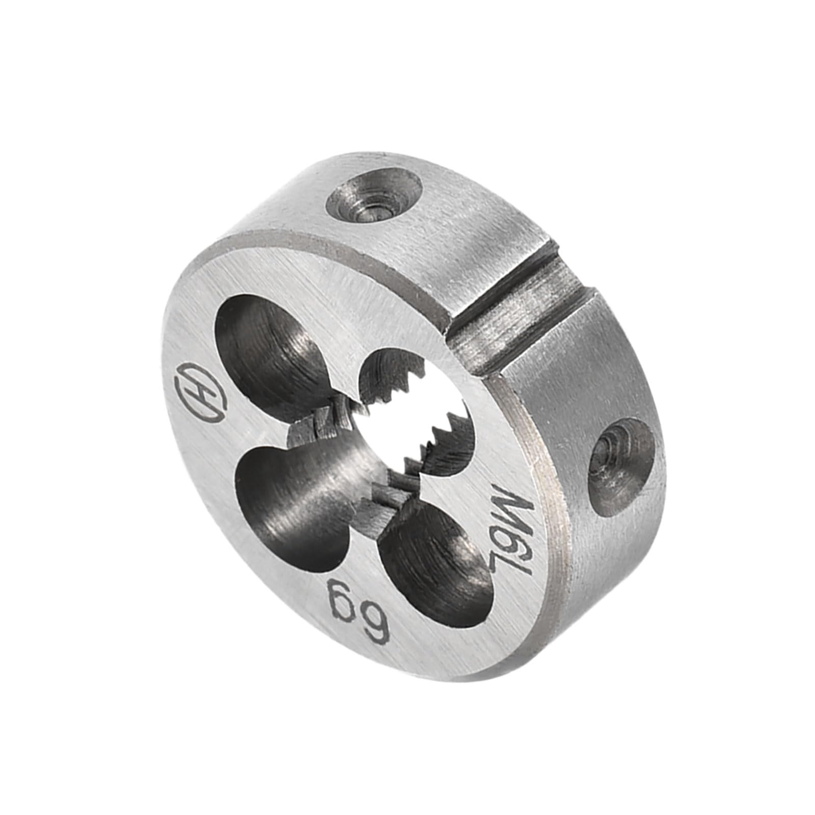 CoCud Round Thread Repair Die, M6 Die 20mm OD, Alloy Tool Steel Left Hand Cylindrical Pipe Threading Tool with 4 Chip Holes - (Applications: for Threading Repairing) — image 1
