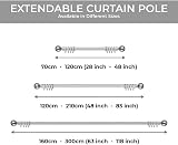 Aspire Homeware Curtain Pole Chrome Extendable 120 210 cm 28 mm view 7