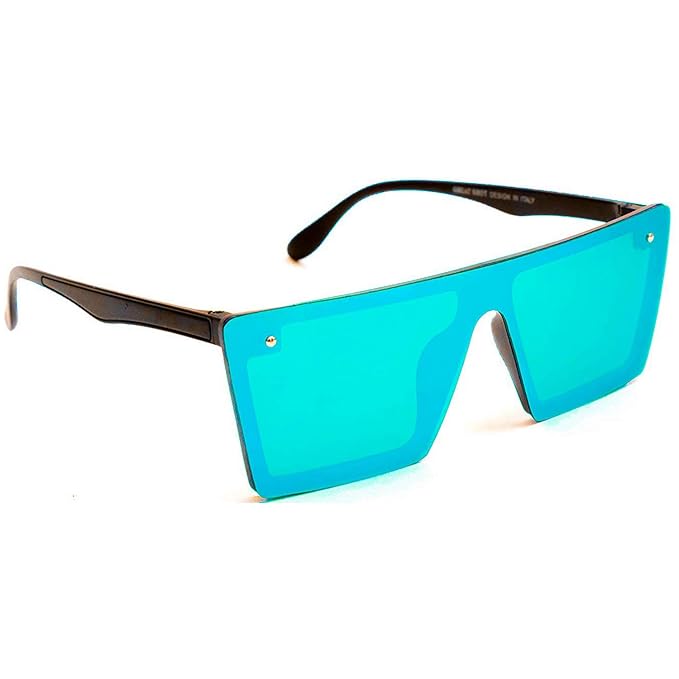 Buy Dervin Unisex Adult Rectangular Sunglasses Sky Blue Frame, Blue
