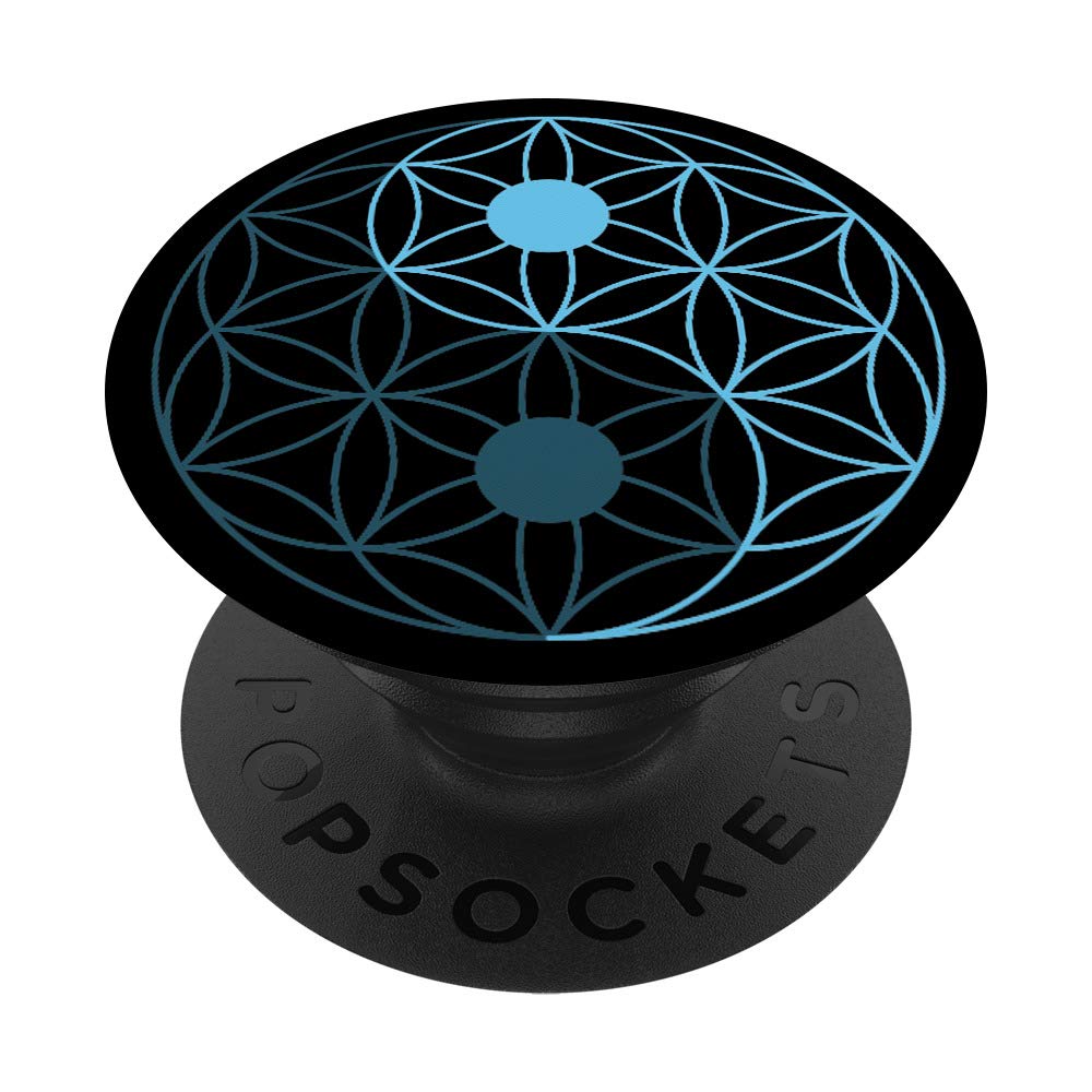 blue sacred geometry yin yang flower of life PopSockets Grip and Stand for Phones and Tablets