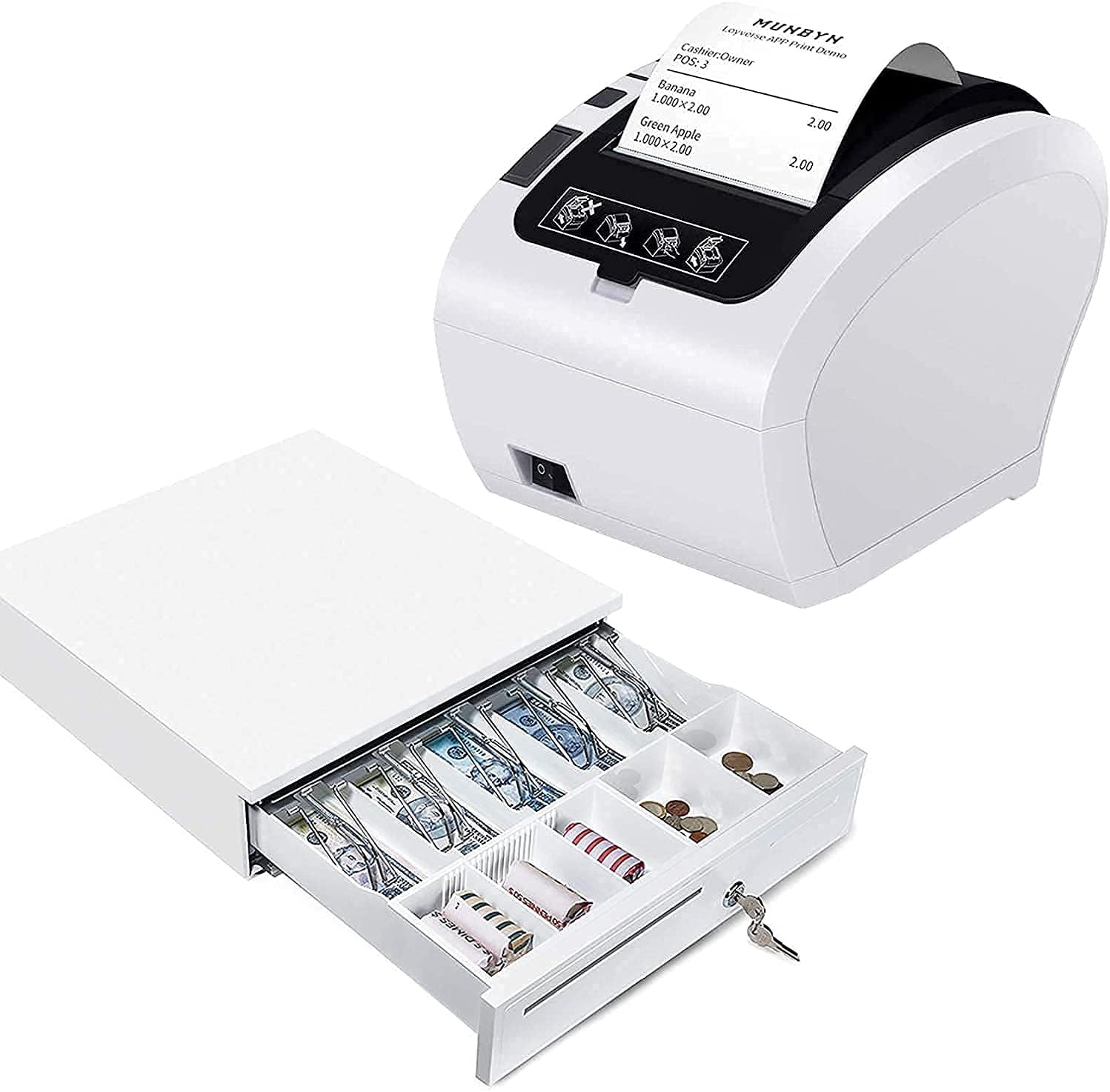 MUNBYN WiFi Receipt Printer with Cash Drawer, 16