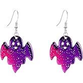 Solighter Halloween Earrings for Women Cute Cartoon Heart Ghost Pumpkin Bat Dangle Drop Earrings for Women Spooky Party Jewelry