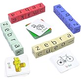 Humerry Spelling Games for Kids Ages 3-6, CVC Word Matching Letter Game, Phonics Learning Toy with 54 Flash Cards for Preschool Boys Girls