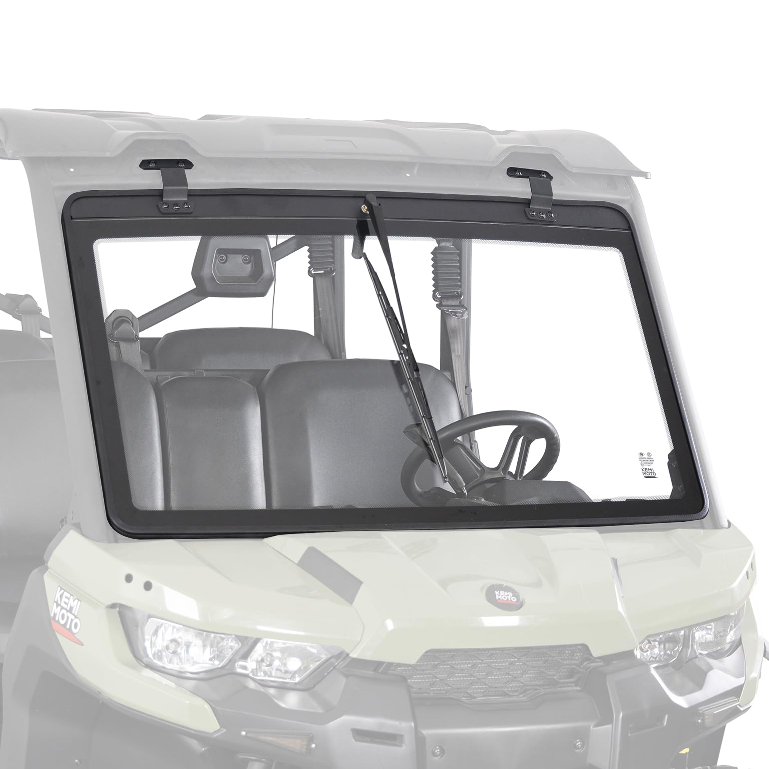 Photo 1 of **MAJOR DAMAGE**
KEMIMOTO Glass Windshield Compatible with Can-Am Defender, 5MM Thick DOT Approved Laminated Safety Glass, Scratch Resistant Than Polycarbonate, Includes Manual Wipers