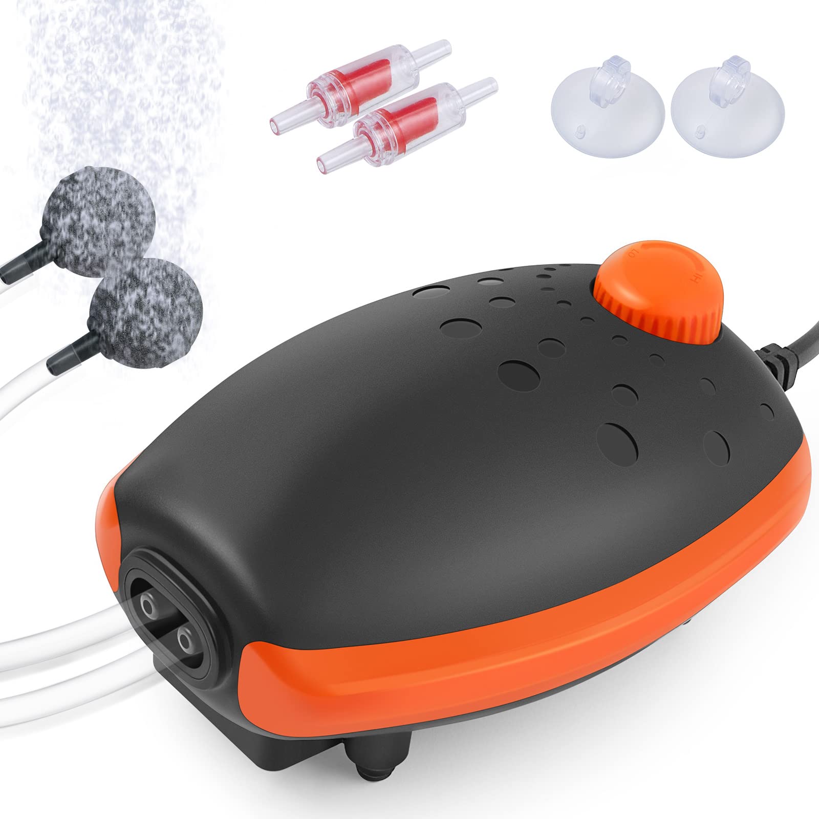 HITOP Aquarium Air Pump with Accessories, Adjustable Fish Tank Oxygen Pump, Silent Aquarium Aerator for Fish Tank 30L to 400 L