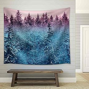 Fir Forest in Early Morning - Fabric Wall Tapestry Home Decor - 51x60 inches