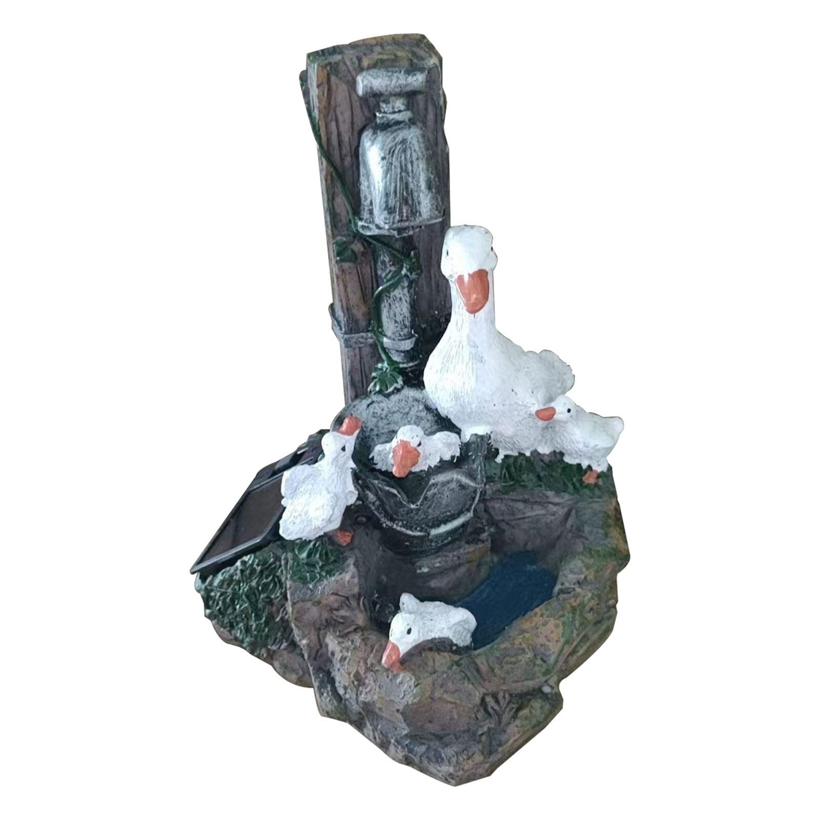 Felenny Garden Solar Ducks Family Garden Statues Garden Ornaments Outdoor Decorations Water Fountain Duck Statue Landscaping Decoration for Patio Balcony Yard Lawn
