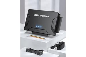 POSUGEAR USB 3.0 to IDE/SATA Adapter, External Hard Drive Reader, Universal 2.5"/3.5" HDD/SSD Converter, 12V/2A Power Adapter