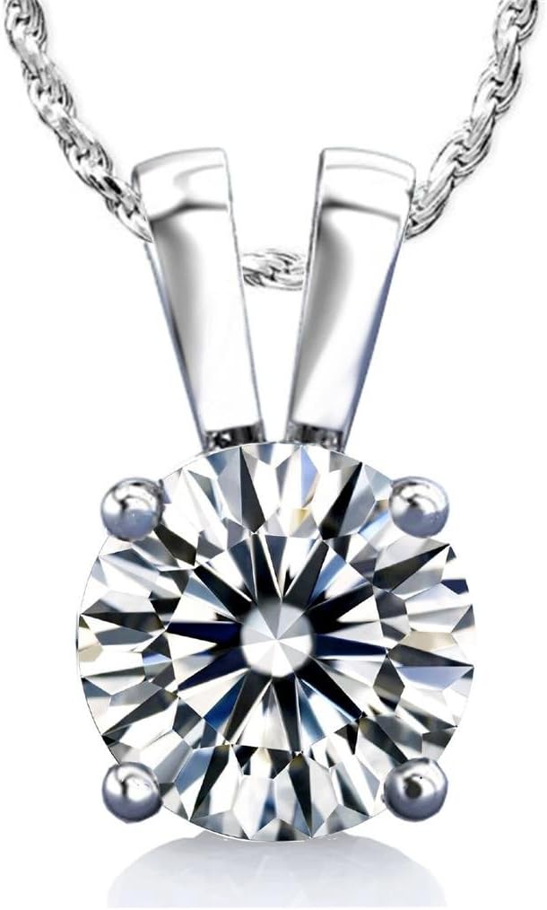 Diamonbella10 Hearts 10 Arrows Realistic 2 Carats Simulated Diamond Solitaire Pendant with Beautiful Twist Necklace 925 Silver