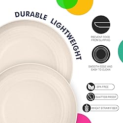 Homienly Wheat Straw Plates 8 PCS Unbreakable