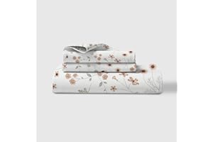 LINENWALAS 100% Cotton King Size Fitted Sheet Only, up to 17” Deep Pocket, Thick Strong, Breathable Crisp and Cool Premium Printed Bottom Sheet for King Size Bed (Crimson Floral)