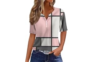 BTLYUIOAPE Summer Tops for Women 2024 Spring Button Short Sleeve Shirts Dressy Casual Basic Daily V Neck Regular Tunic Blouse