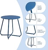 HollyHOME Outdoor Side Table Small Round Navy Blue Weather Resistant view 5