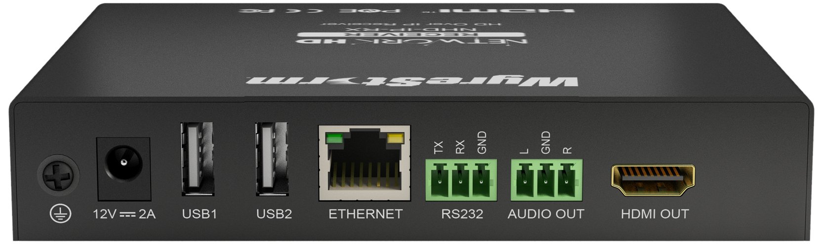 WyreStorm NHD-IP-RX Black-Stereo 2.1 AV Stereo Receiver (0-35°C DE-20-70°C 10-90% 480i 480p 576i 576p 720p 1080i 1080p 10-90%)