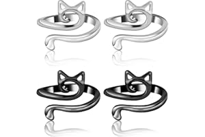 KAHIT 4pcs Crochet Ring For Finger For Tension Adjustable Crochet Tension Rings For Crocheting Cat Yarn Ring For Crocheting Crochet Finger Yarn Holder Crochet Rings For Women (2Black, 2Silver)