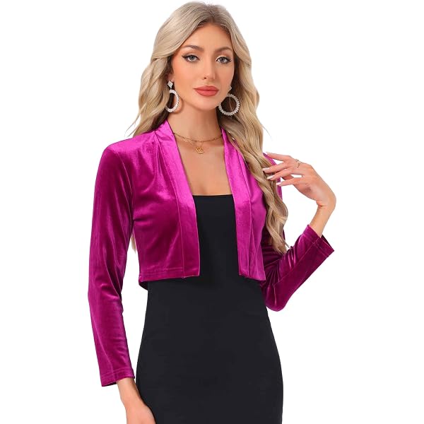 Aukmla Women Bolero Jackets for Evening Dresses Black Long Sleeve Lace Shrug  Prom Party Open Front Cropped Cardigan Cover Up at Amazon Women's Clothing  store