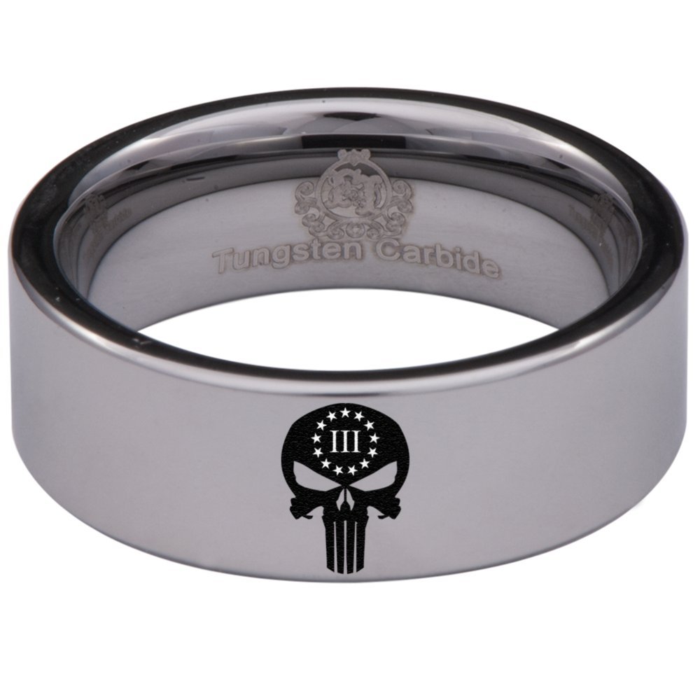 Wedding Band and Anniversary Ring Friends of Irony Three Percenter Skull Ring 8mm Designed Fit for Men and Women Use Size 12.5