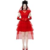 Spooktacular Creations Halloween Red Bride Costume Women, Red Gothic Wedding Dress Women for Halloween Party