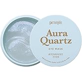 PETITFEE Aura Quartz Hydrogel Eye Mask Blue 60 pcs (30 pairs) - Eye Patch for Dark Circles, Brightens Under Eyes, Glutathione, Ascorbic Acid, Puffy Eye Bags, Cooling, Firms Eye Area, Intense Hydration