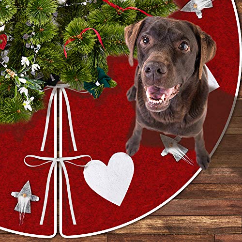 POPLAY Christmas Tree Skirt 40 inches Handmade Swedish Gnome Pattern for Holiday Decoations Xmas Tree Home Decor