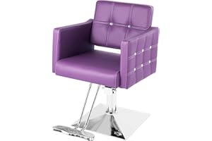 Hicomony Purple Hair Salon Chair, Styling Chair for Stylist, Barber Chair for Home, Height Adjustable Hydraulic Pump, Multifunctional Hairderss Braider Chair for Women(Purple)