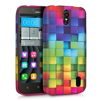 kwmobile Funda para Huawei Y625 - Carcasa de TPU para móvil y diseño de Cubos de Colores en Multicolor/Verde/Azul