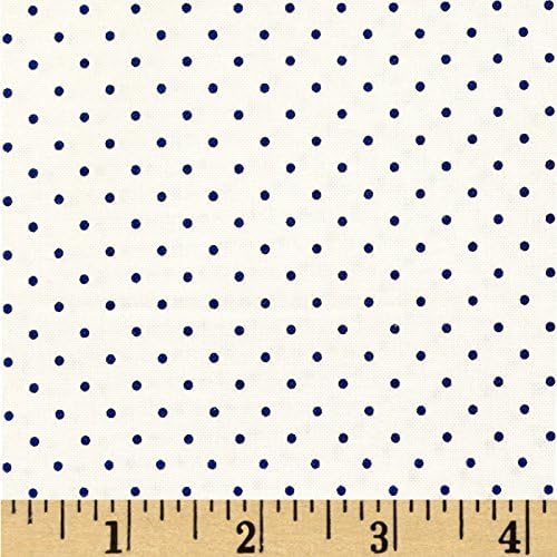 Swiss Dot On White Navy, Quilting Fabric by the Yard
