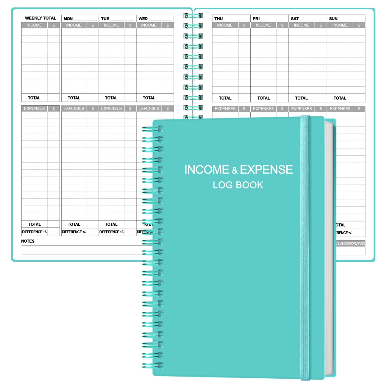 Income & Expense Log Book - Income and Expense Ledger Book for Small Business, Accounting Bookkeeping Tracking Ledger Log Book for Woman and Man, 5.8" x 8.3", Teal