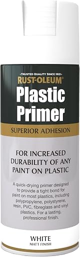 Rust-Oleum 400ml White Plastic Primer Spray Paint Aerosol Interior Exterior view 6