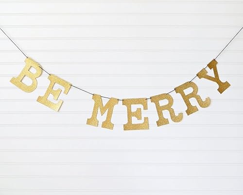 Amazon Com Be Merry Glitter Christmas Banner 5 Inch Tall Letters